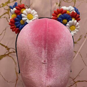 NEW Red White Blue Flowers Cat Ears Headband